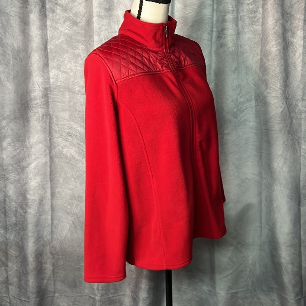 Talbots Red Zip Front Fleece Jacket - LP - Picture 4 of 11